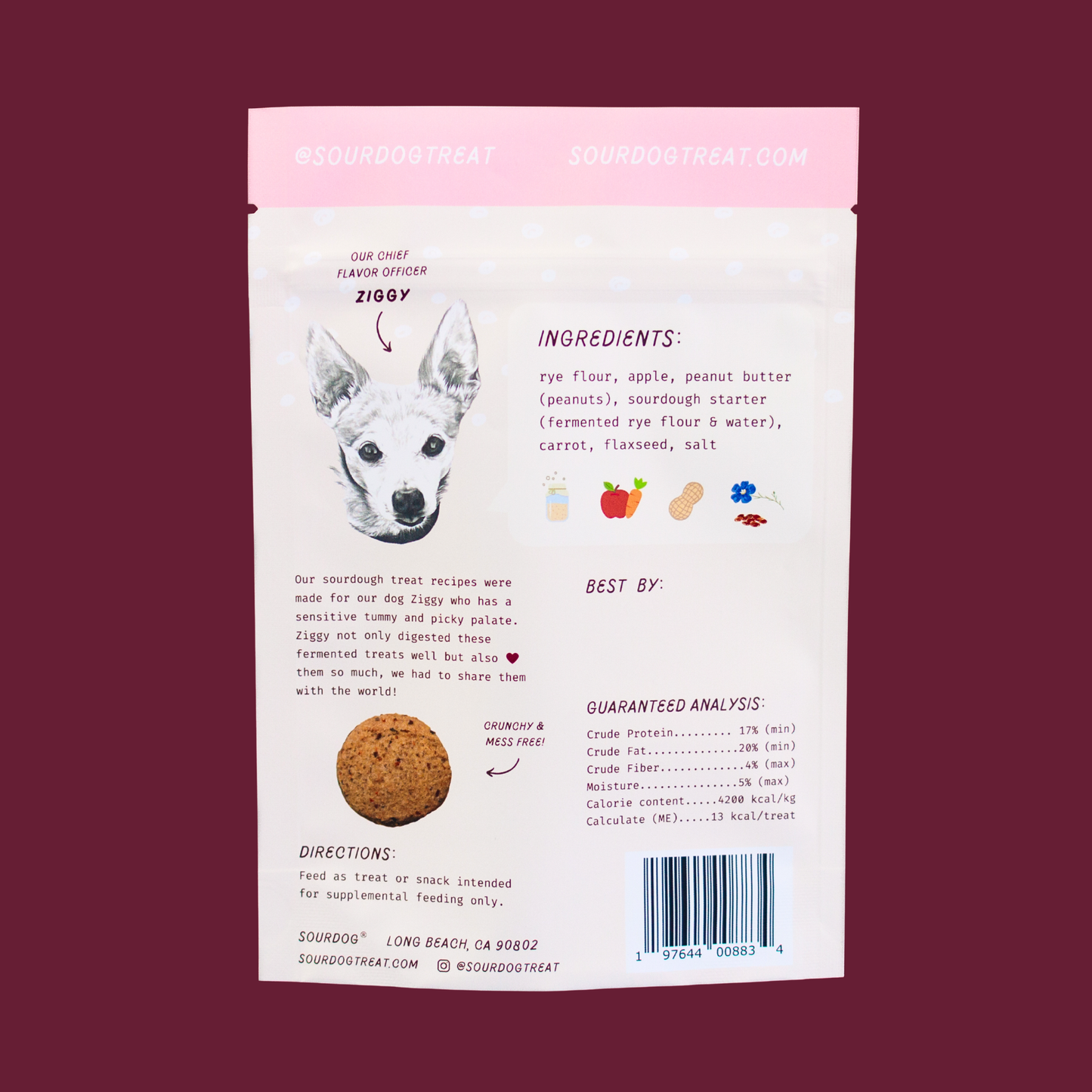 Apple + Carrot Sourdough Dog Treats - Gut Friendly | 3.5 oz