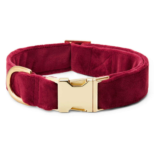 Burgundy Velvet Dog Collar
