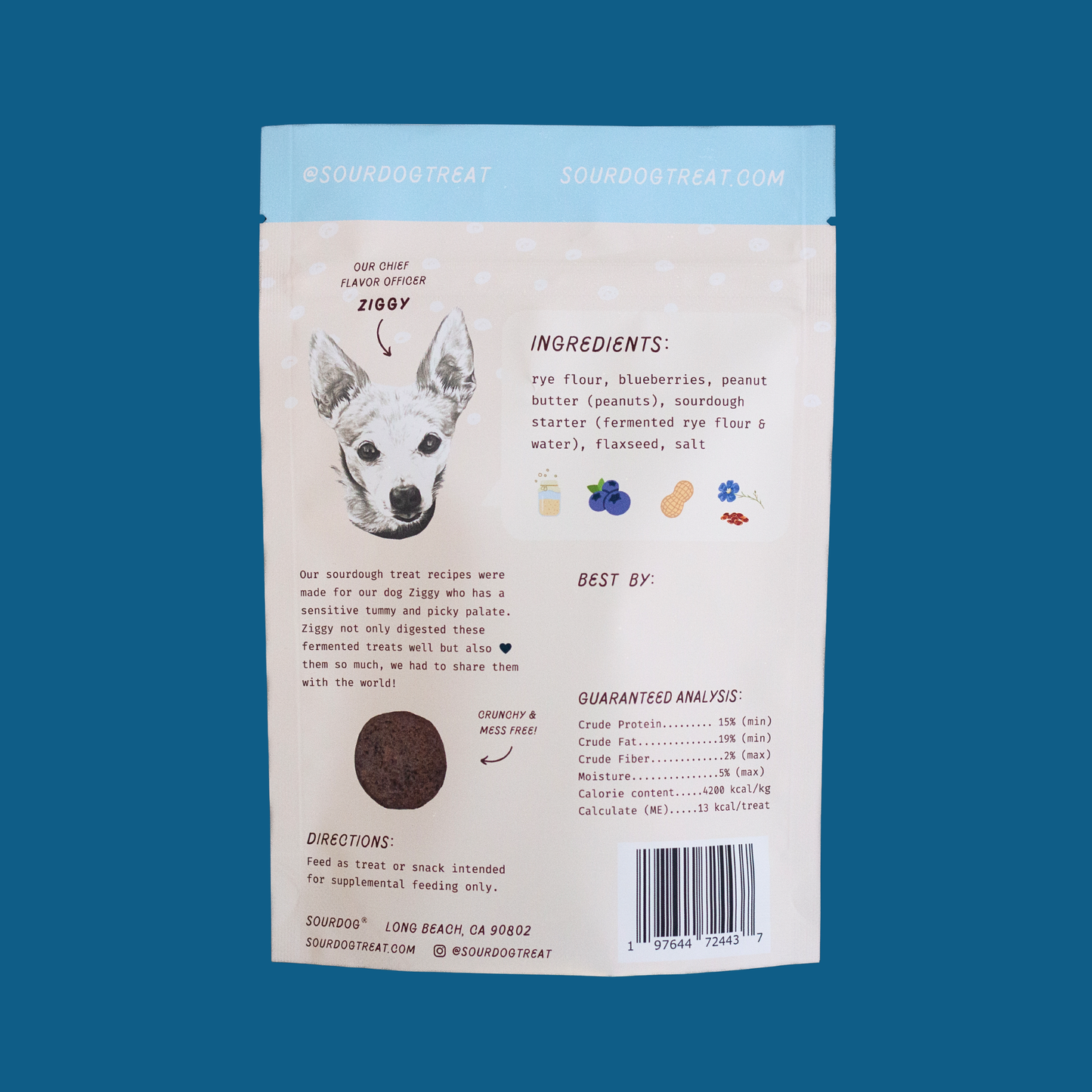 Blueberry Sourdough Dog Treats - Gut Friendly | 3.5 oz