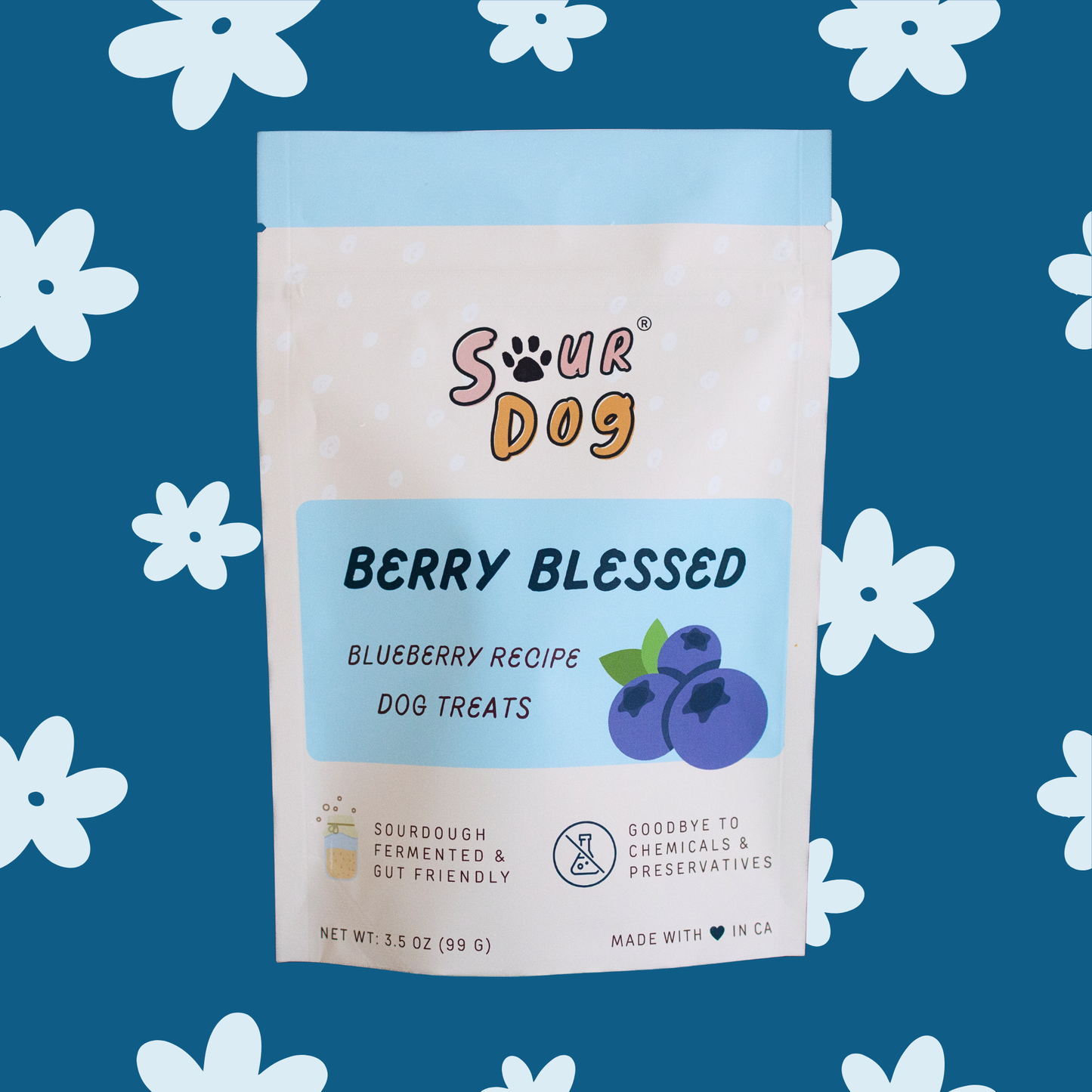 Blueberry Sourdough Dog Treats - Gut Friendly | 3.5 oz