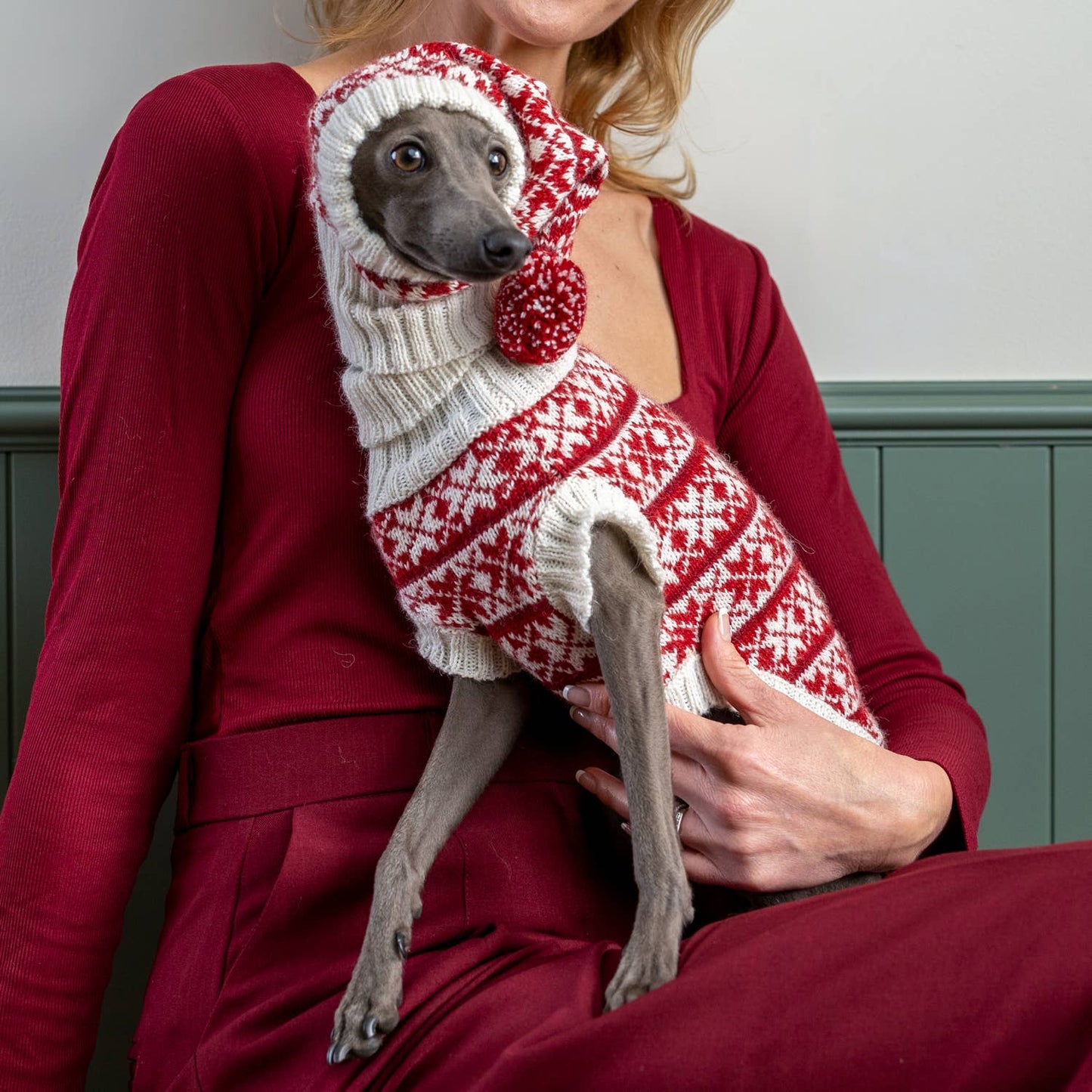 Christmas Snowflake Red Alpaca Dog Sweater