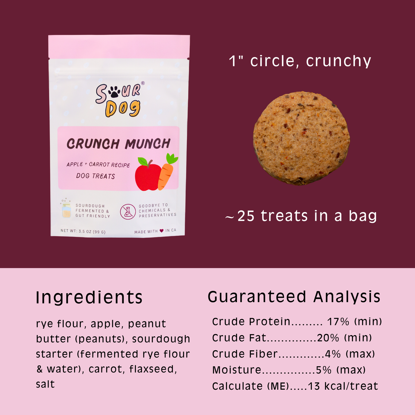 Apple + Carrot Sourdough Dog Treats - Gut Friendly | 3.5 oz